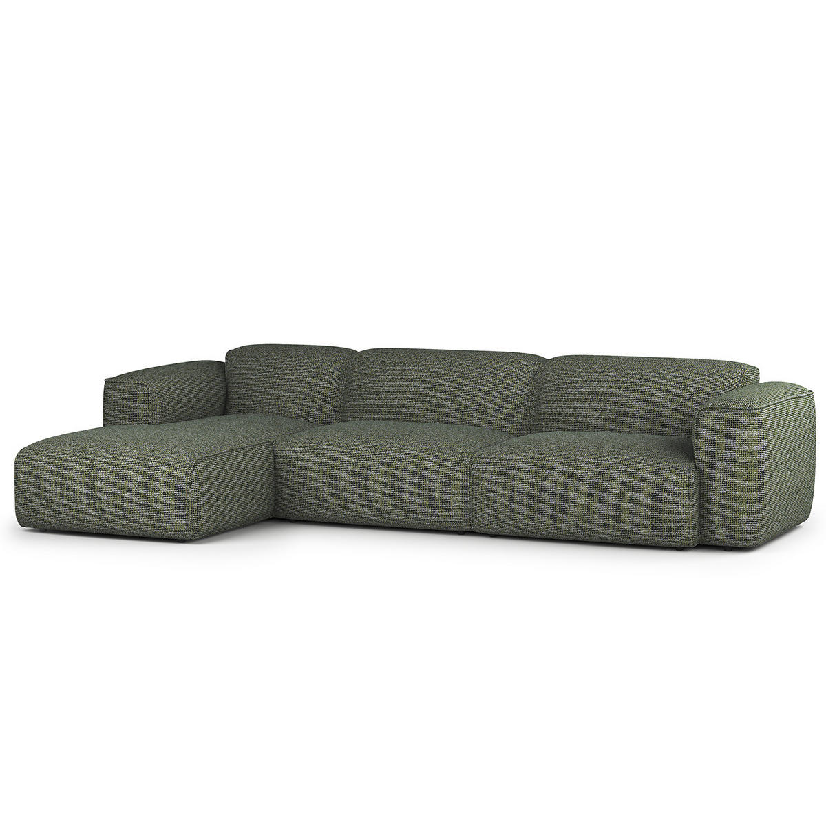 3-SITZER ECKSOFA mit Longchair - Schwarz/Grün, Kunststoff/Textil (317/173cm) - home24