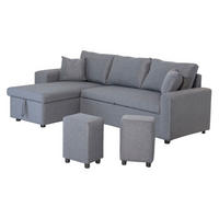 ECKSOFA Tony Grau Meliert 3 Plätze - Grau, Textil (146/238cm) - Happy Garden