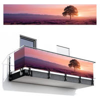 BALKON-SICHTSCHUTZ Baum - Heidekraut - Sonnenaufgang - Flieder, Kunststoff (500/110cm) - MuchoWow