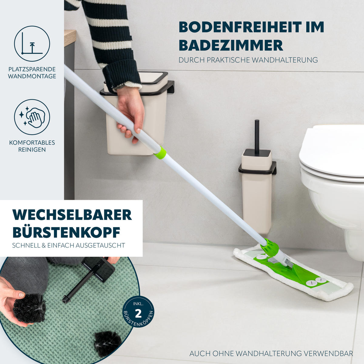 BAD-ACCESSOIRES-SET (4er-Set) SAVONA, Soft-Touch, beige - Beige, Kunststoff (20.5/24.5/21.5cm) - bremermann