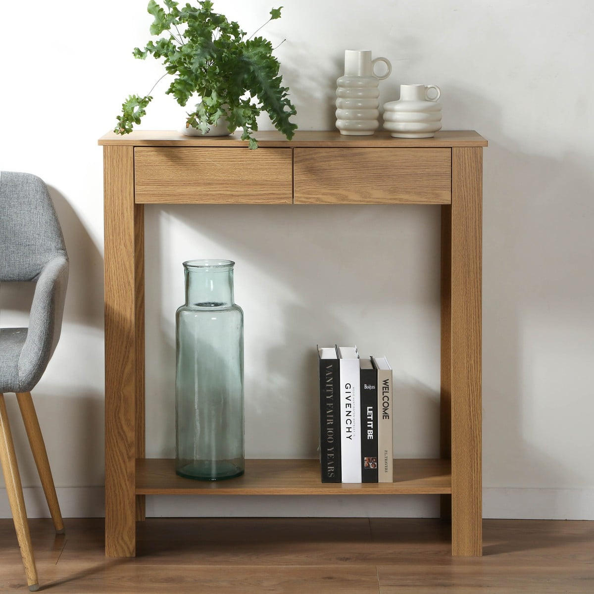 KONSOLE mit 2 schubladen in eichenoptik 79/29/86,5 cm - Apfelbaumfarben, Holzwerkstoff (79/29/86.5cm) - Calicosy