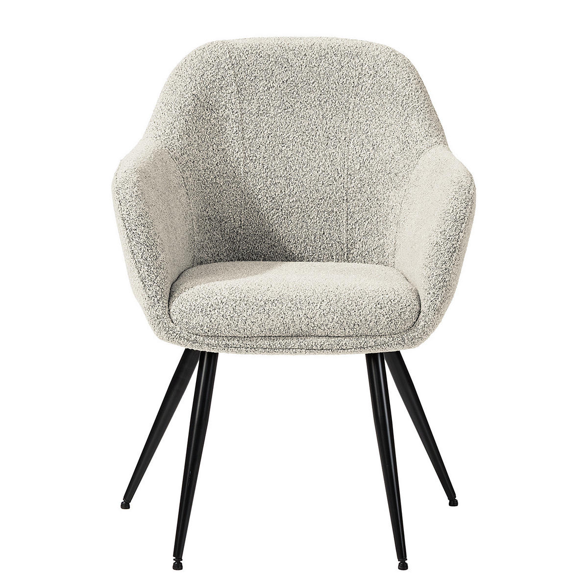 POLSTERSTUHL - Bouclé / Edelstahl, 2er-Set - Beige/Schwarz, Textil (56/84/47cm) - home24