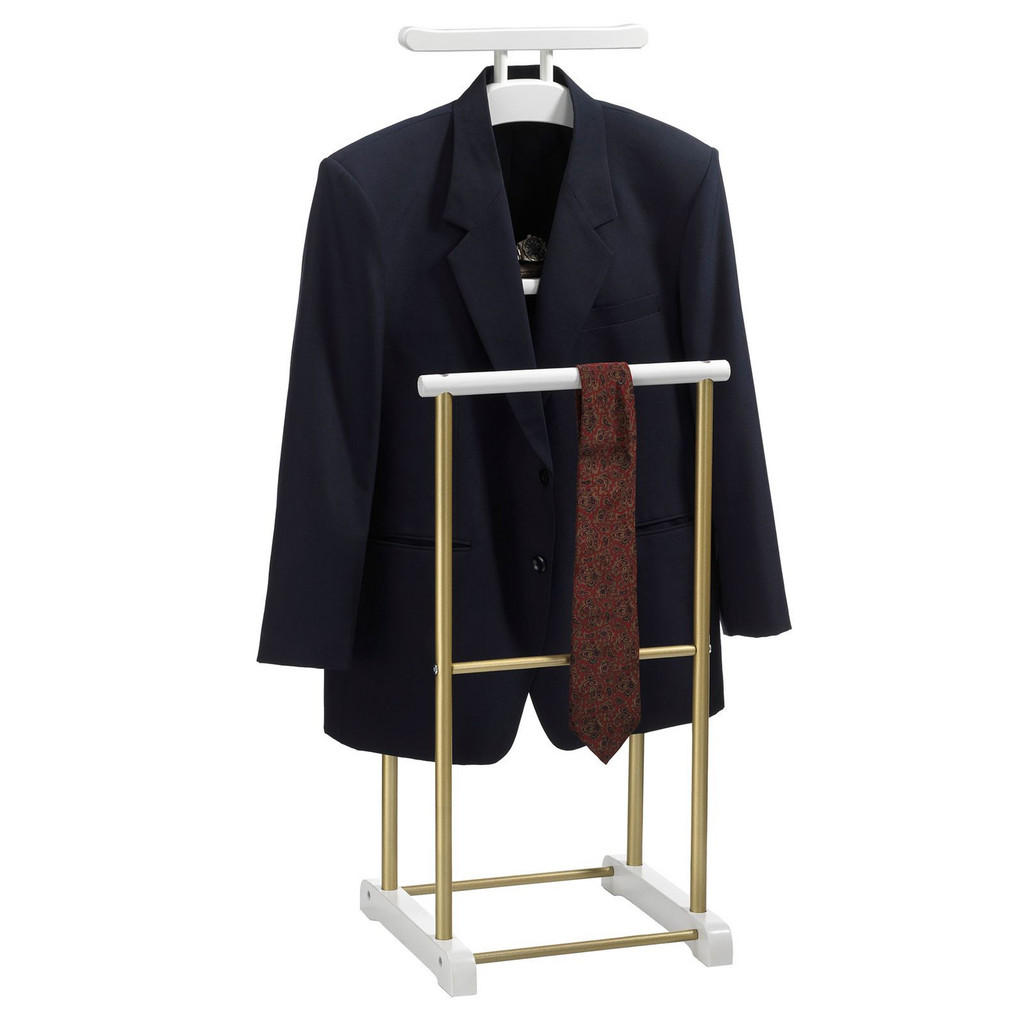 Thumbnail - CARO-Möbel Herrendiener, Weiß, Gold, Metall, Mode, 44x105x35 cm, Schlafzimmer, Herrendiener