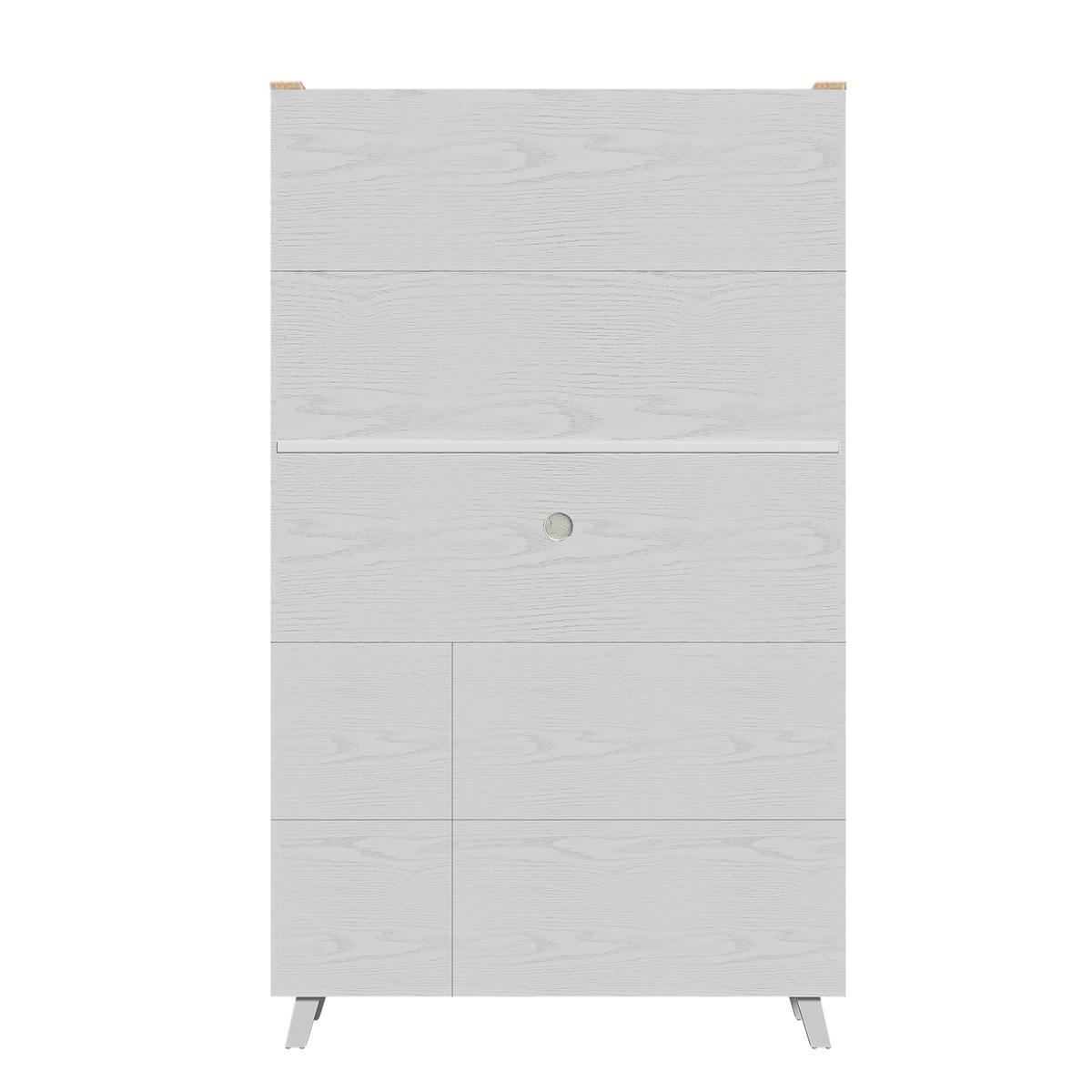 HIGHBOARD in Weiß mit Schubladen und Glastüren für Wohnzimmer und Esszimmer, B114/T40/H190 cm - Transparent/Weiß, Holzwerkstoff (114/190/40cm) - STILVORA