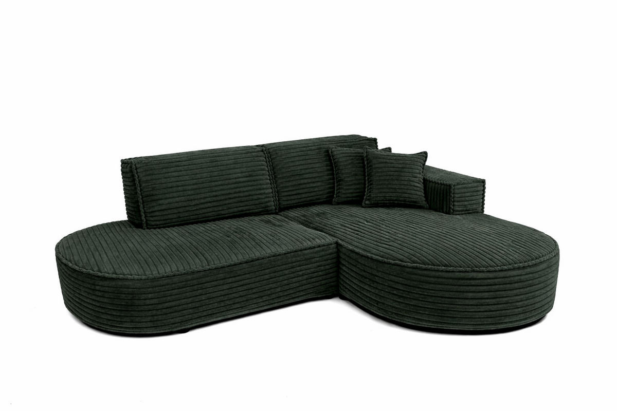 ECKSOFA L-Form, Cordstoff Velo, Grün, Rechts, Modena Studio - Grün, Holz (236/165cm) - Kaiser Möbel