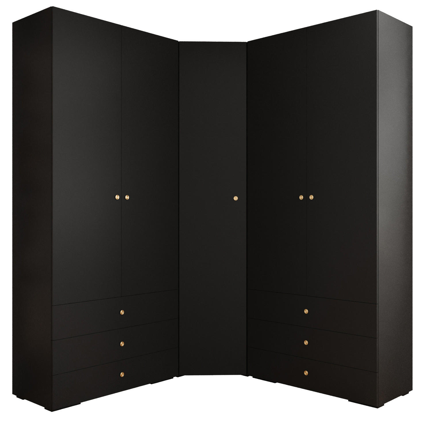 GARDEROBEN-SET 236,7/181,7/47 - Goldfarben/Schwarz, Holz/Kunststoff (181.7/236.7/47cm) - Abiks Möbel