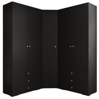 GARDEROBEN-SET 236,7/181,7/47 - Goldfarben/Schwarz, Holz/Kunststoff (181.7/236.7/47cm) - Abiks Möbel
