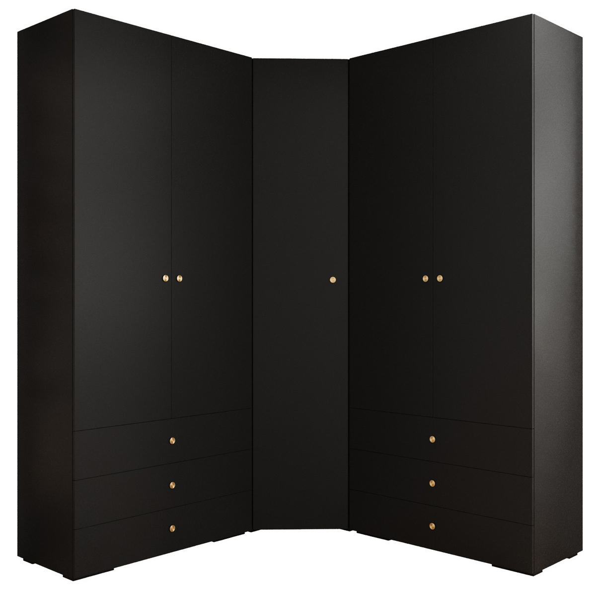 GARDEROBEN-SET 236,7/181,7/47 - Goldfarben/Schwarz, Holz/Kunststoff (181.7/236.7/47cm) - Abiks Möbel