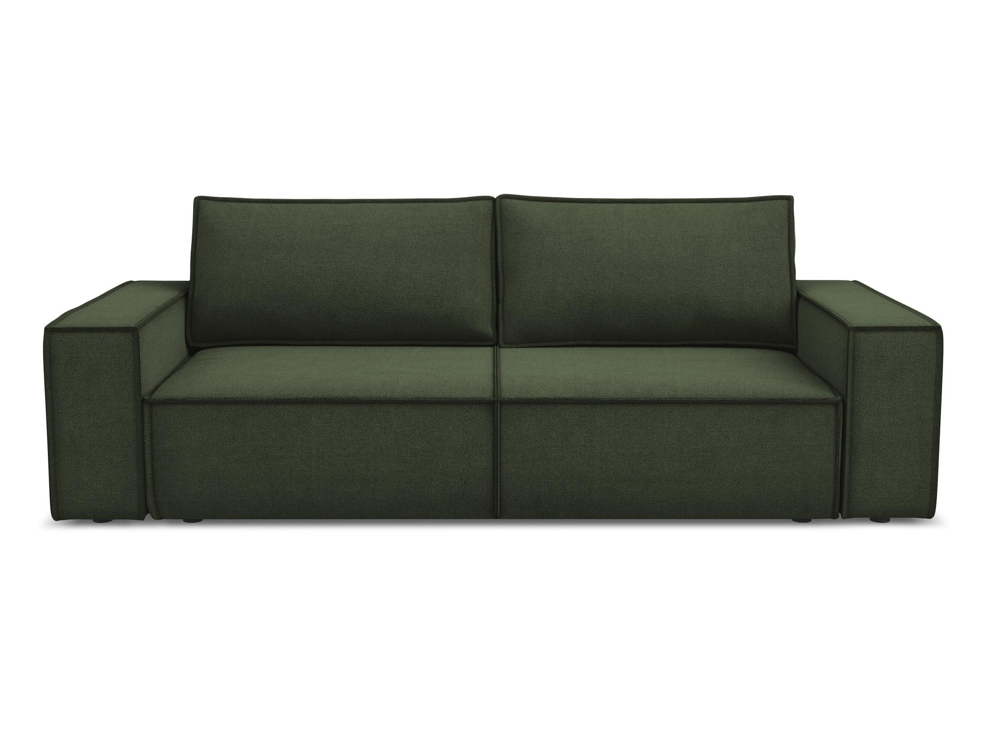 3-SITZER SOFA mit Schlaffunktion Strukturstoff Stoff Grün - Schwarz/Olivgrün, Kunststoff/Textil (255/85/105cm) - Makamii