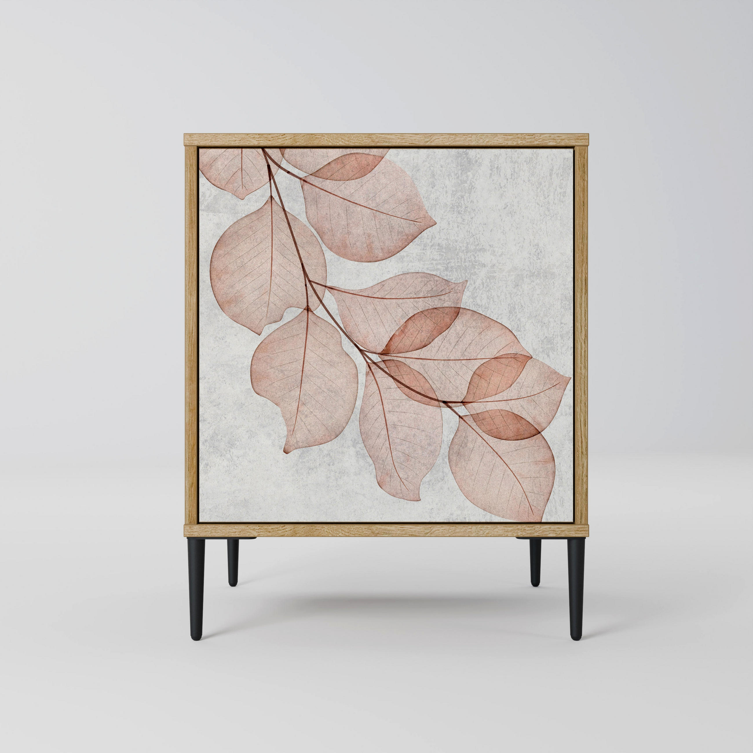 SIDEBOARD AUTUMN FRAGILITY, Eichefarben, 57,5x42x72,5 cm, Schwarze Metallfüße - Eichefarben/Multicolor, Holzwerkstoff/Metall (57.5/72.5/42cm) - SpaceRebels