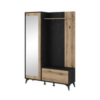 GARDEROBE DIAMOND 134 cm (Evoke Eiche, Schwarz, Spiegel, Gefräste Front, Metallfüße) - Eichefarben/Schwarz, Holz/Holzwerkstoff (131/192/40cm) - Ravio