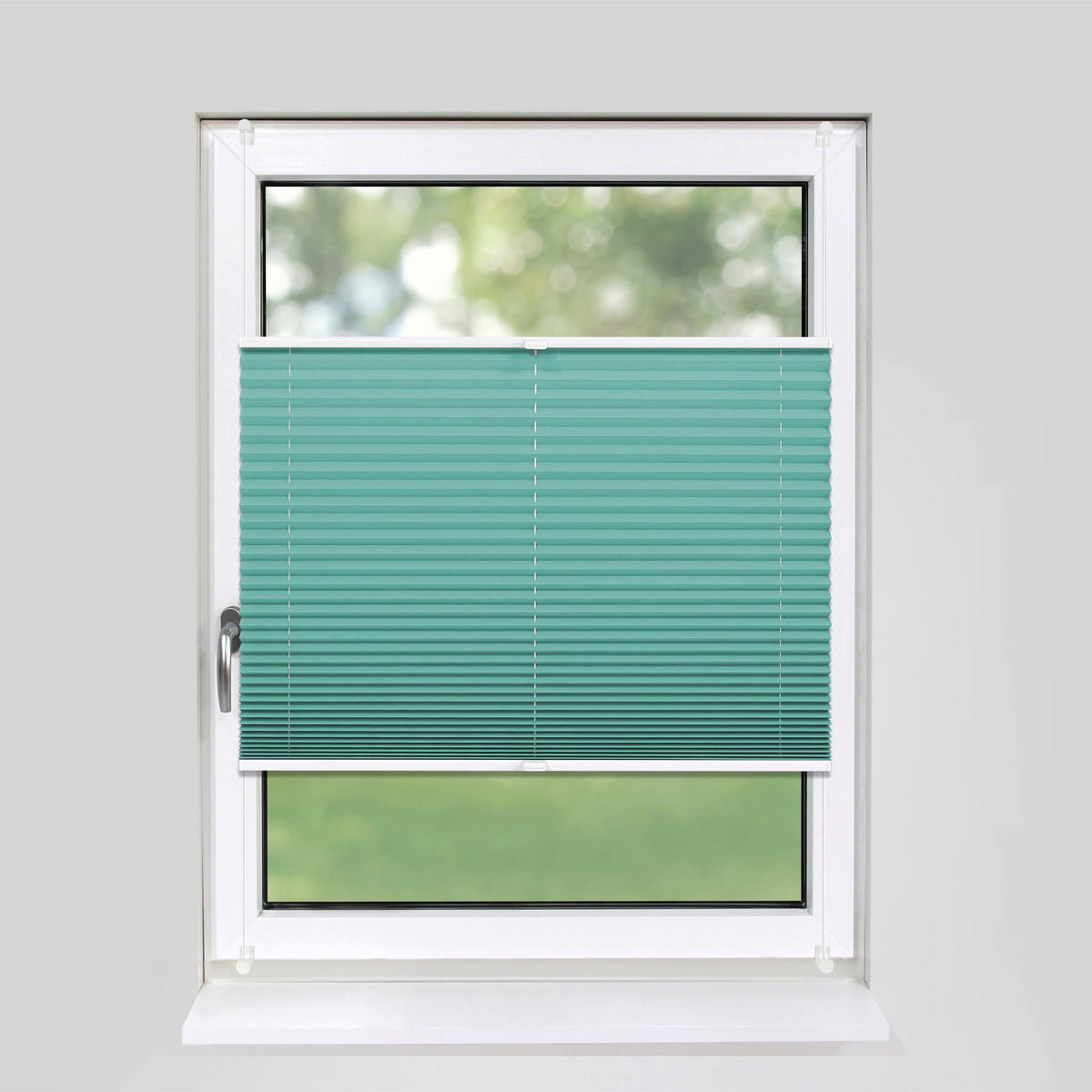 PLISSEE Basic ohne Bohren - Türkis, Textil (70/210cm) - Deco-Raum
