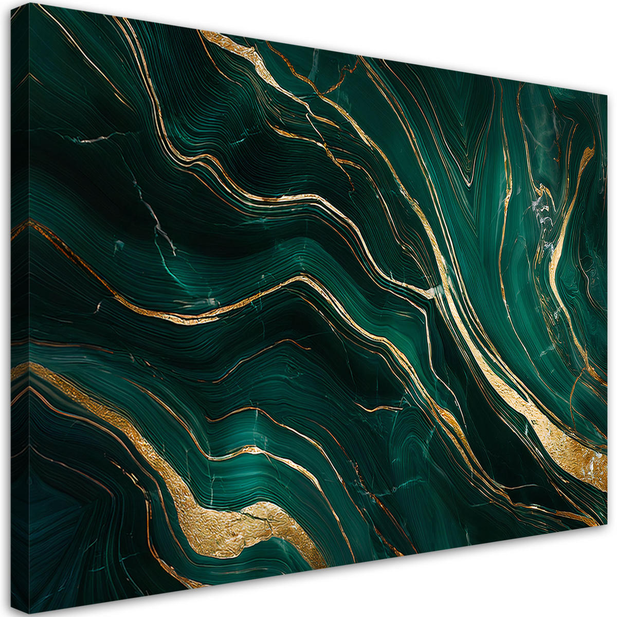 LEINWANDBILD Abstrakter grüner Smaragdmarmor - Grün, Textil (90/60cm) - Feeby
