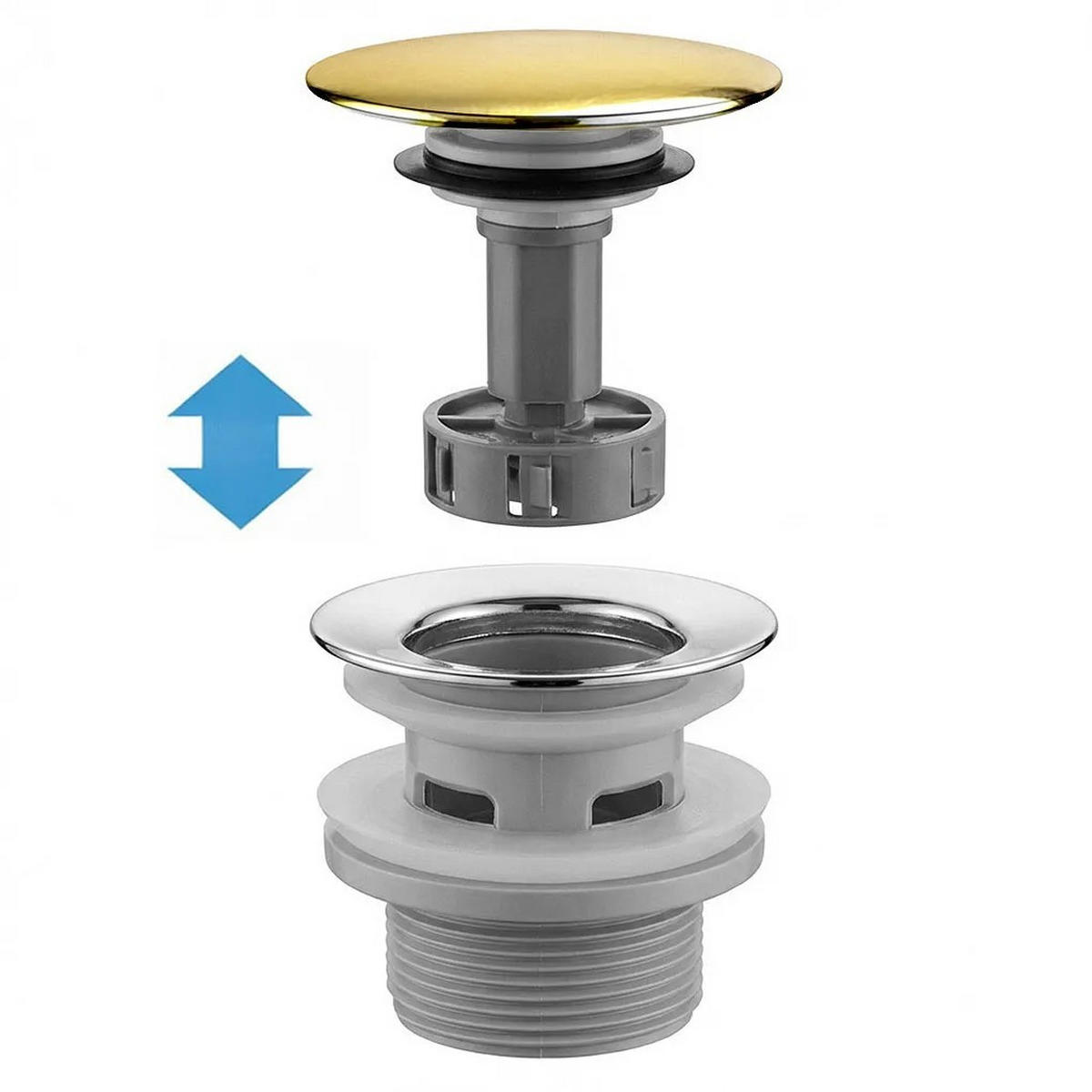 WASCHBECKEN-SIPHON Klik-klak Universal Rea Flow Gold - Goldfarben, Metall (6.6/11.8/93cm) - REA