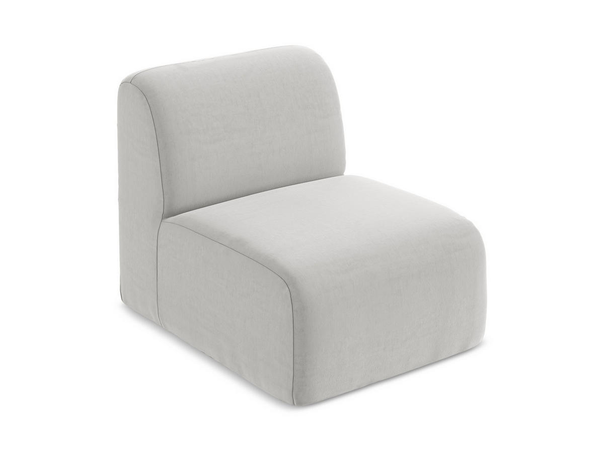 SOFAELEMENT Samt Stoff Grau - Silberfarben/Schwarz, Holzwerkstoff/Kunststoff (70/75/94cm) - Makamii