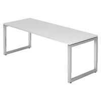 SCHREIBTISCH Serie-R 80/200/74 cm in Weiß/Silberfarben - Silberfarben/Weiß, Holzwerkstoff (80/200/74cm) - bümö