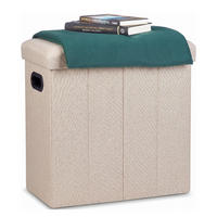SITTPALL Beige med förvaring hopfällbar - Beige, Träbaserade material/Textil (46/49.5/25.5cm) - Relaxdays