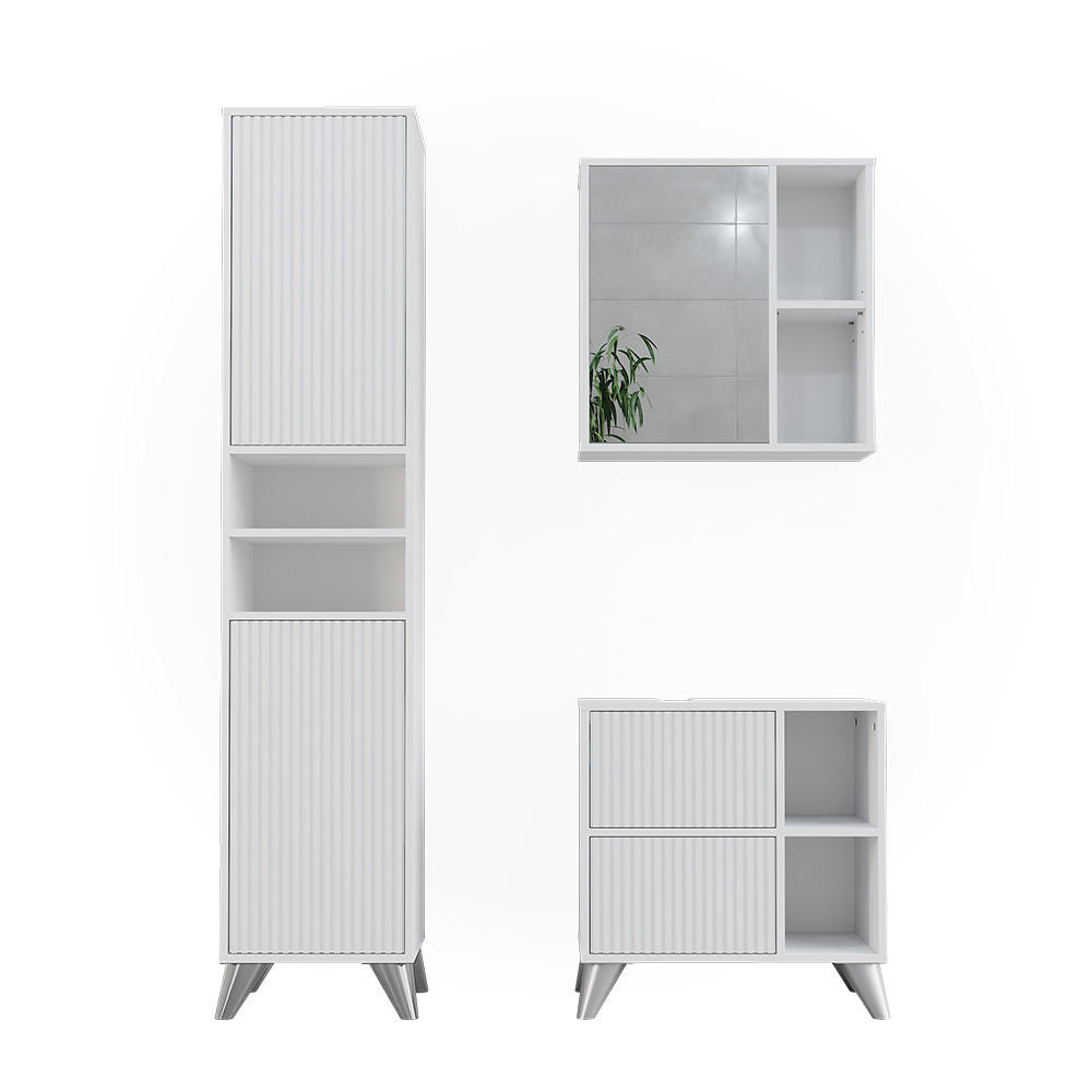 BADMÖBEL-SET Leano Weiß 3 Teile - Weiß, Holzwerkstoff (60/62/30cm) - Vicco
