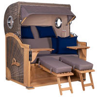 STRANDKORB Baltikum Teak 2,5 Sitzer - Braun/Grau, Holz/Metall (142/170/95cm) - Mr. Deko