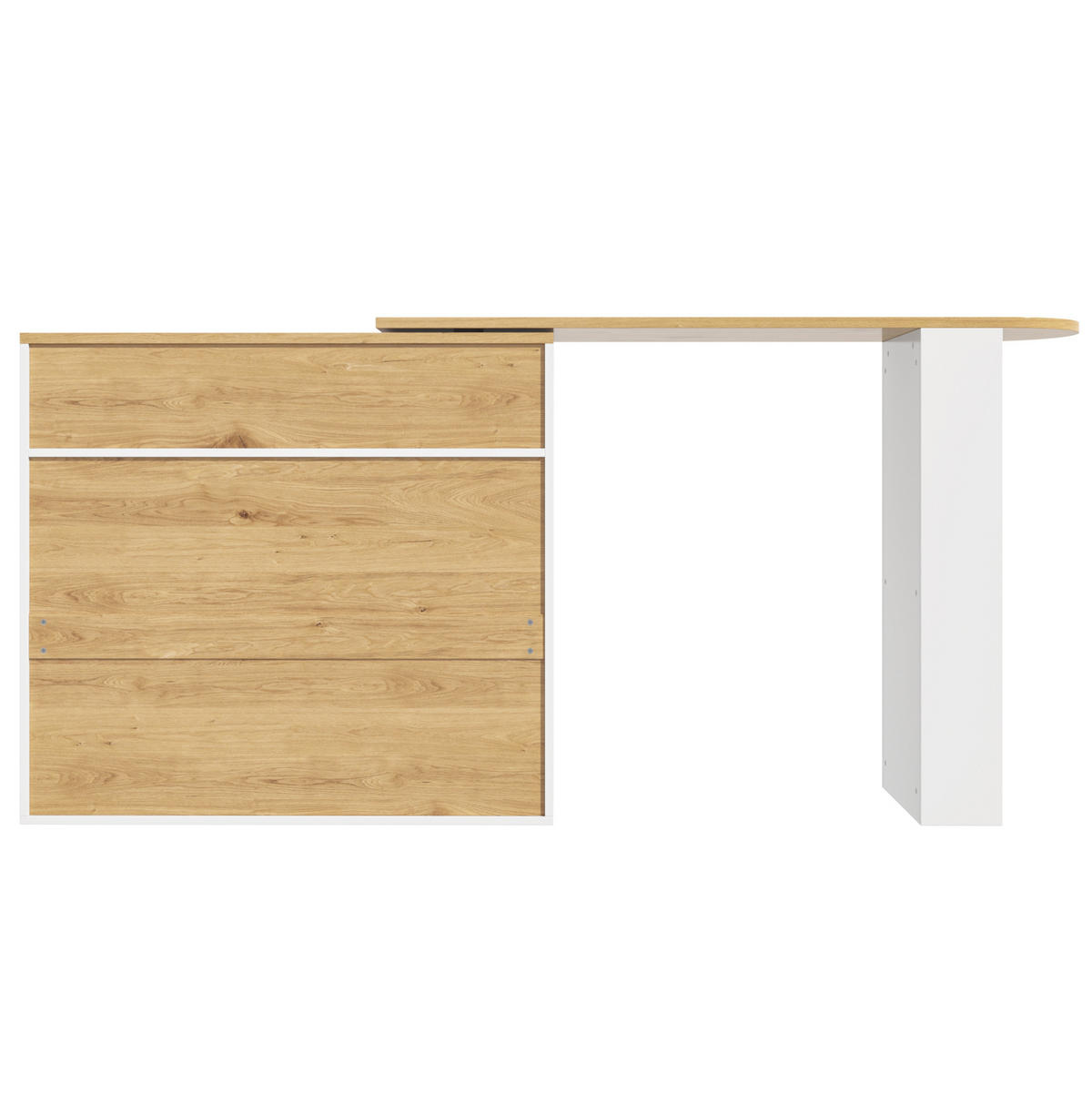 BAROVÝ stôl 138-204/39/104 cm z MDF s 360° otočnou doskou a úložným priestorom, Biela - biela, kompozitné drevo (39/104/138cm) - Redom