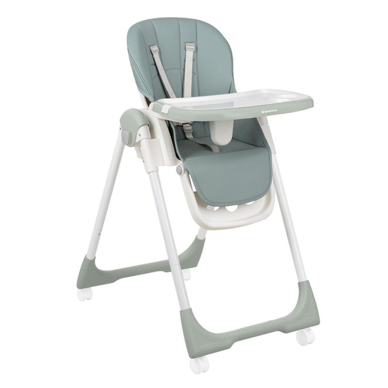 KINDERHOCHSTUHL Spicy faltbar hellgrün Tisch abnehmbar, verstellbar, 4 Räder - Grün, Metall (52/102/65cm) - Kikka boo