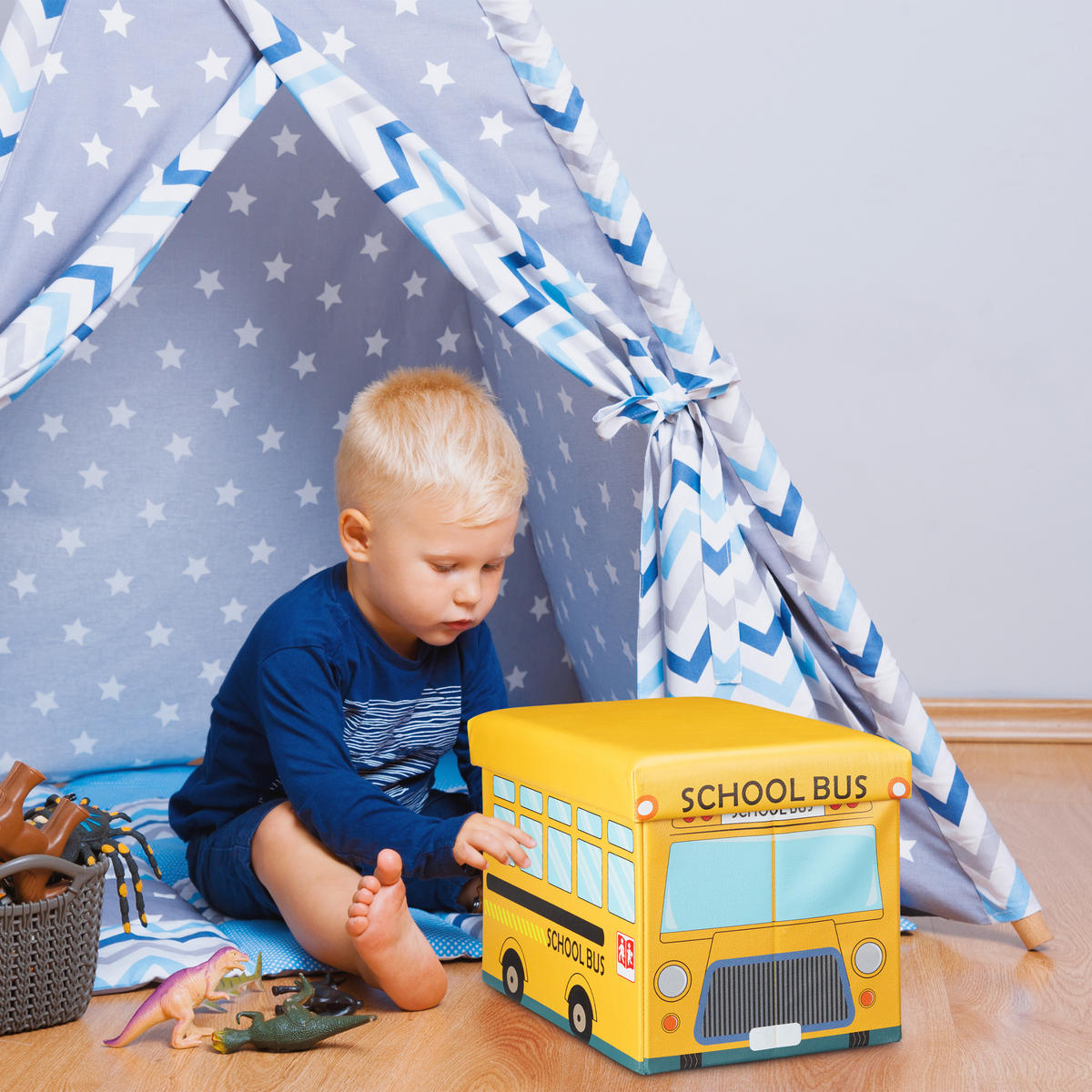 FALTBARE Spielzeugkiste - Gelb, Holzwerkstoff/Kunststoff (48/32/32cm) - Relaxdays