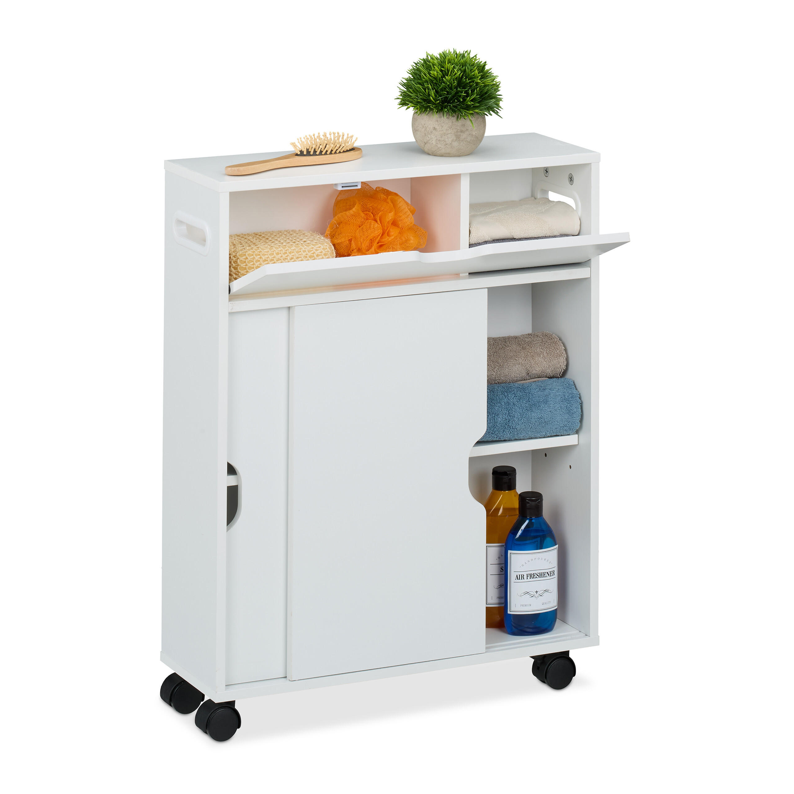 NISCHENWAGEN - Weiß, Holzwerkstoff/Kunststoff (52/67/17cm) - Relaxdays