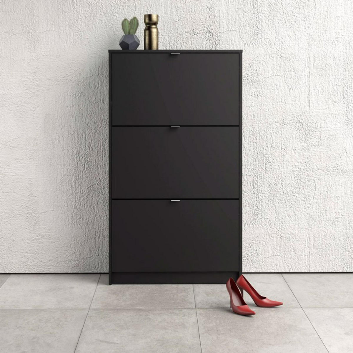 SCHUHKIPPER schwarz - Schwarz, Holzwerkstoff (70/124/24cm) - ebuy24