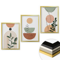WANDBILDER 3er Set - 40x60 cm Goldrahmen - Abstrakte Pflanzenformen - Goldfarben, Kunststoff (40/60cm) - ArtPrintCave