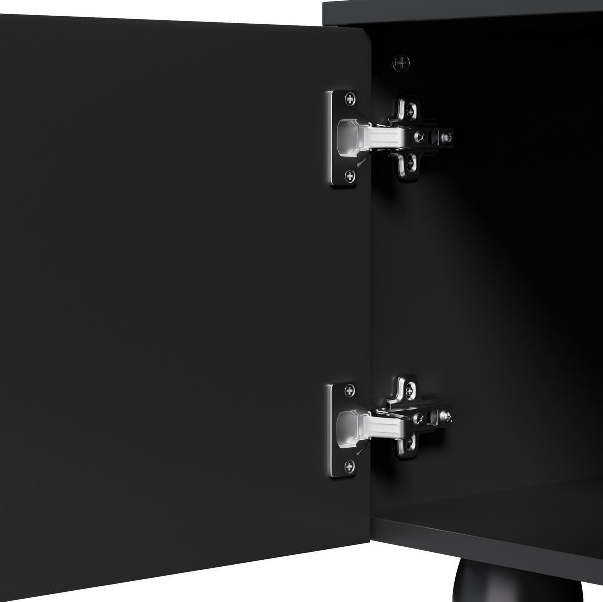 LOWBOARD 180/40/42 cm mit Türen und Schubladen in Schwarz - Schwarz, Holzwerkstoff (180/42/40cm) - BEAOK