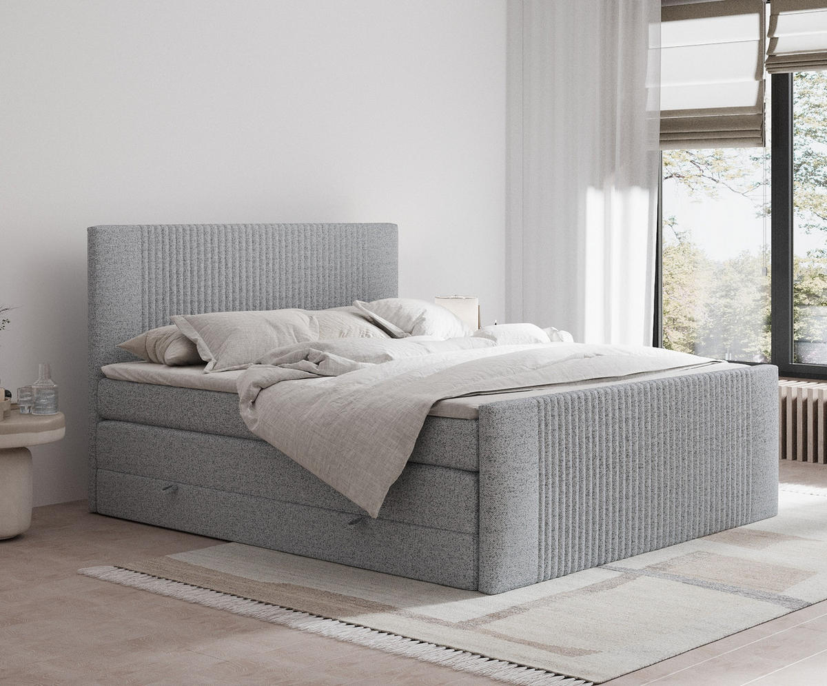 BOXSPRINGBETT Bergamo Grau 140/200 cm - Schwarz/Grau, Holz/Holzwerkstoff (140/200cm) - Maison de Reve