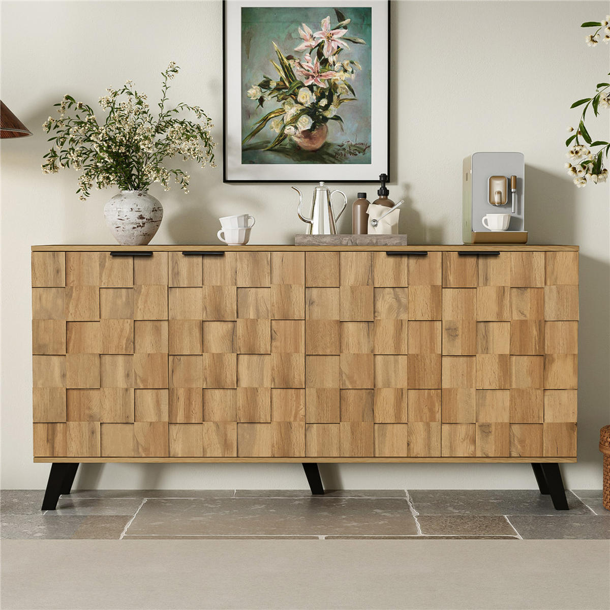 SIDEBOARD 160,5/78/35,5 cm mit 4 Türen - Naturfarben, Holz (160.5/78/35.5cm) - Kaket