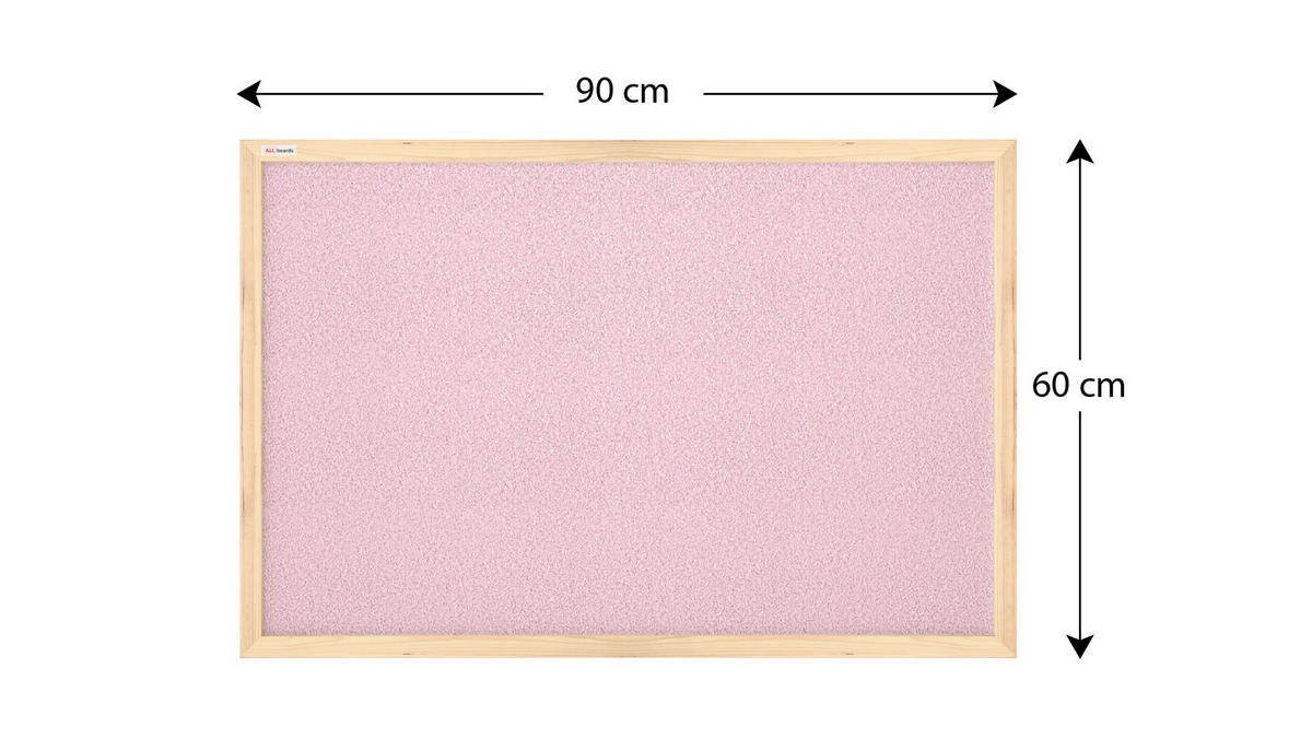 PASTELLROSA Pinnwand mit Holzrahmen 90x60cm - Pink, Holz (90/60/1.5cm) - ALLboards