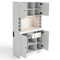 BUFFET 105/39/180 cm Weiß mit 1 Schublade, Weinflaschenfächern und farbwechselnder LED-Beleuchtung - Weiß, Holz (105/180/40cm) - Oxeza