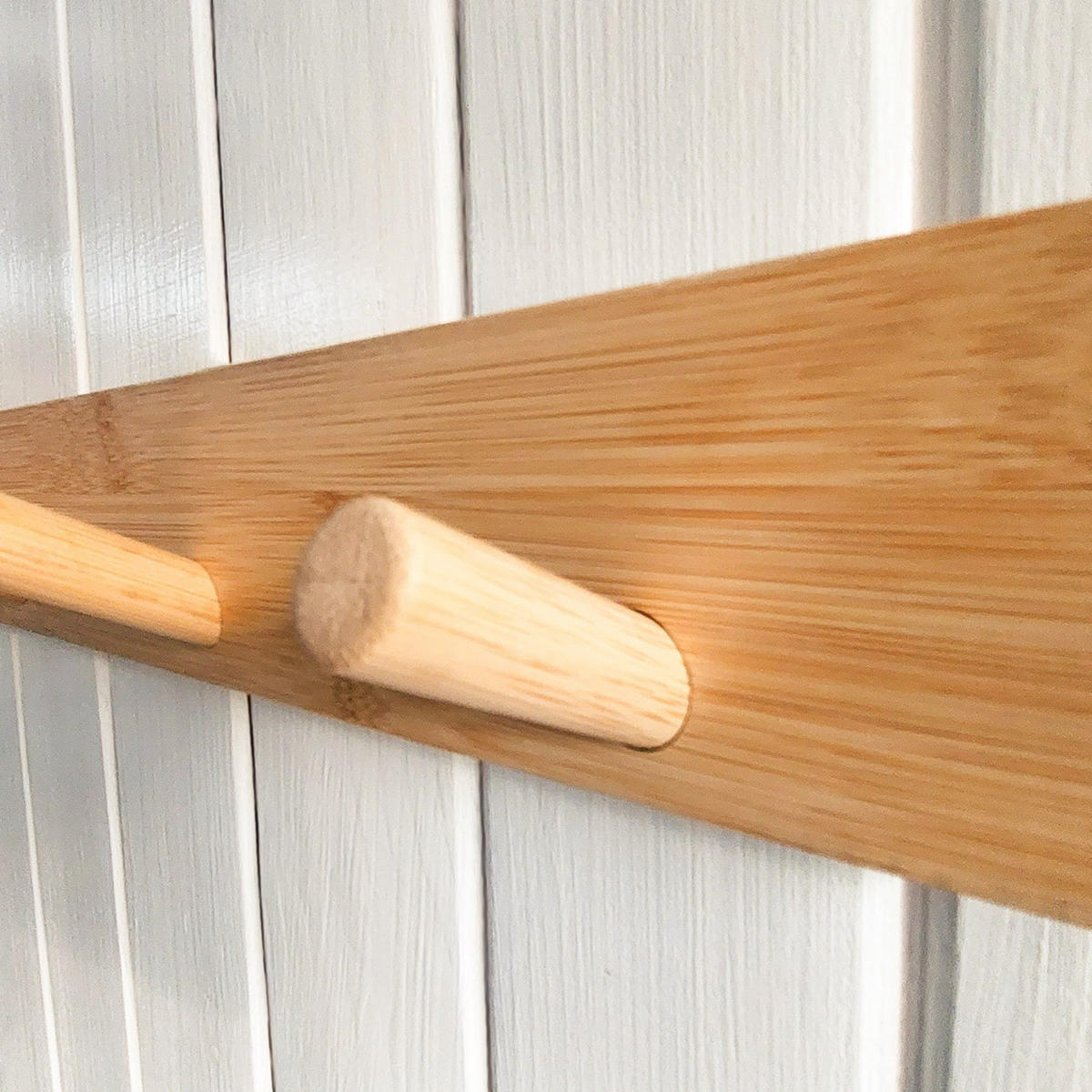 WANDGARDEROBE Bambus Natur 5 Haken 50x1,5x6 cm - Naturfarben, Naturmaterialien (50/5.5/6cm) - Begryf