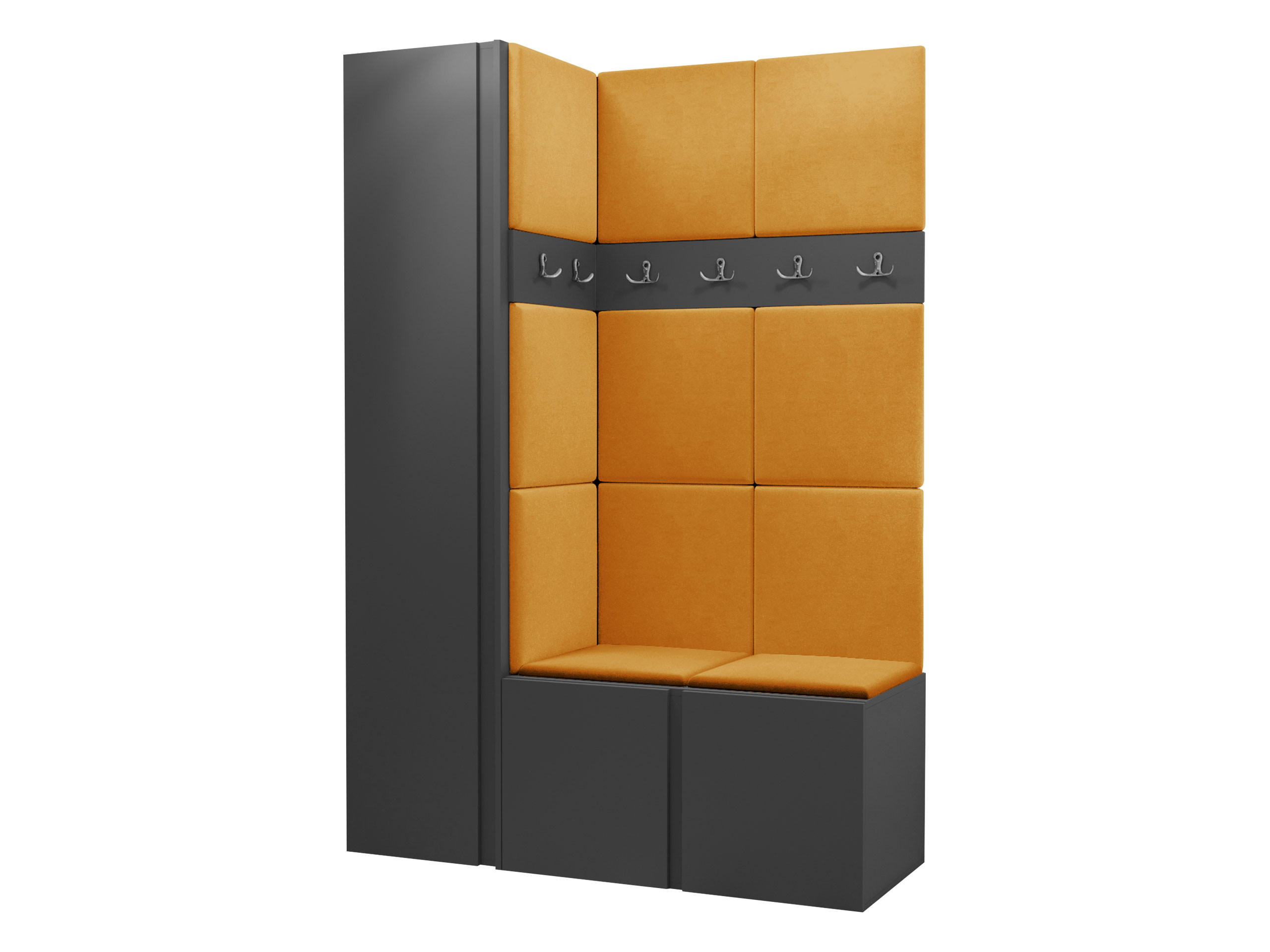 GARDEROBEN-SET Orion IX - Graphitfarben/Orange, Holzwerkstoff/Kunststoff (124/186/46cm) - MIRJAN24