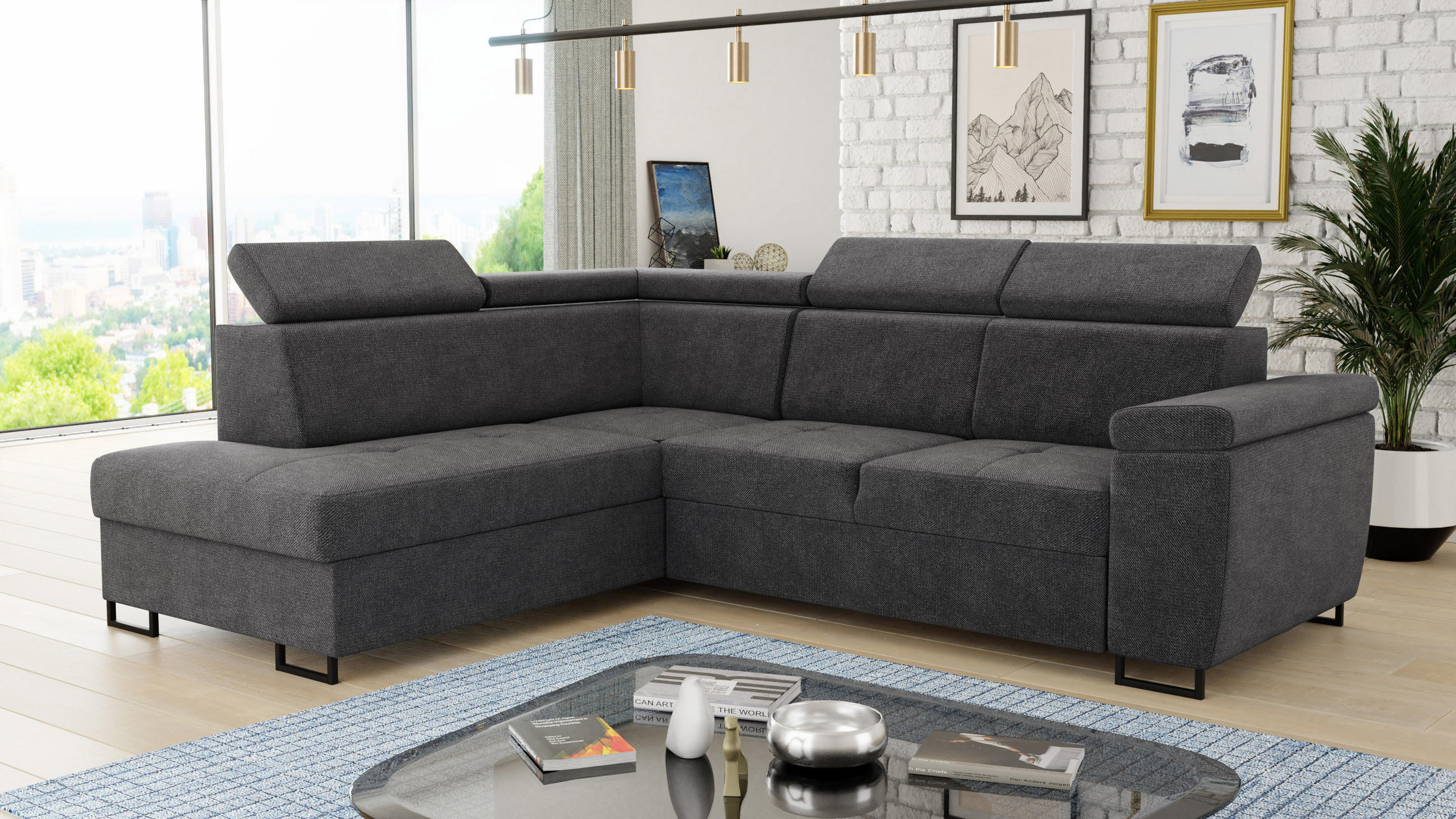 ECKSOFA Natan, Seite: Links - Grau, Holz/Textil (265/205cm) - Sofnet