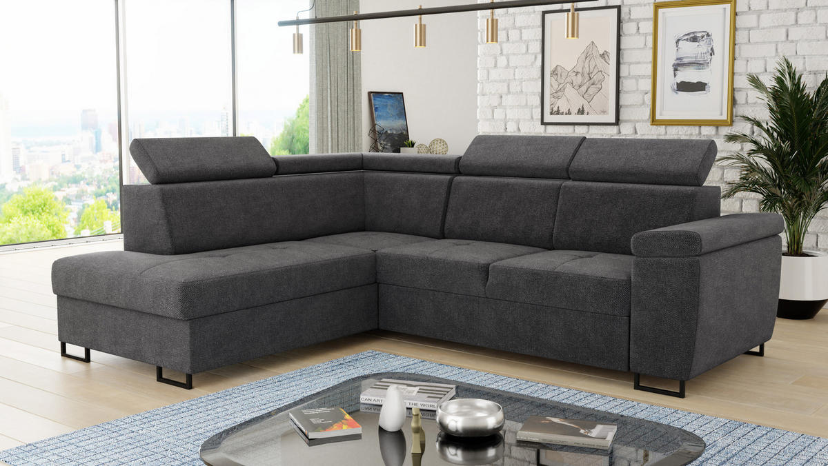 ECKSOFA Natan, Seite: Links - Grau, Holz/Textil (265/205cm) - Sofnet