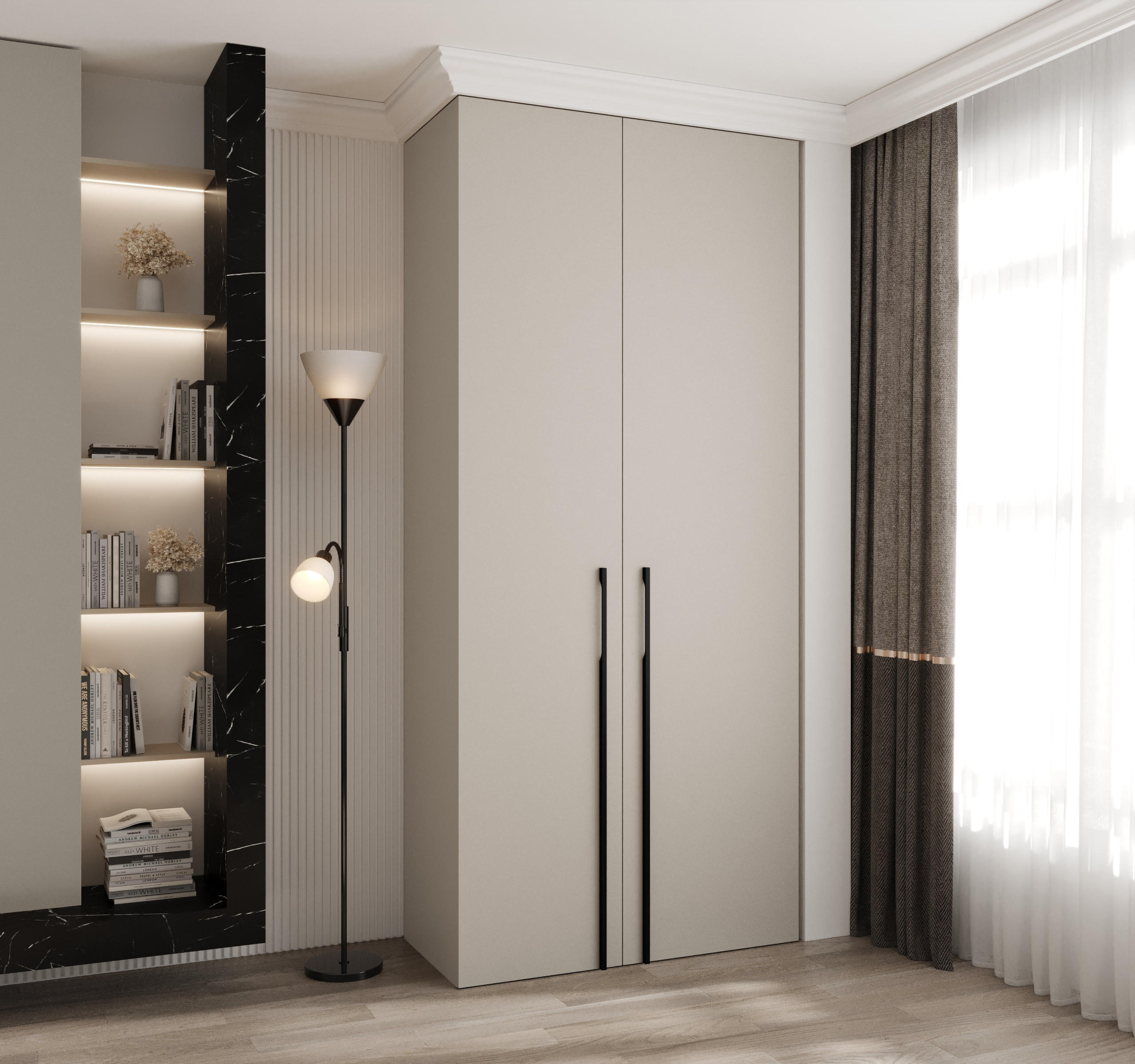 DREHTÜRENSCHRANK 245,5/110/50 2-türig - Kaschmir/Schwarz, Holz/Metall (110/245.5/50cm) - Abiks Möbel