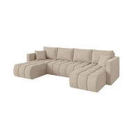 SEDACÍ SOUPRAVA DO U s funkcí spaní a úložným prostorem GARD-U 300x146x85 béžová velur - černá/Sahara, kompozitní dřevo/textil (300/85/146cm) - ALTDECOR