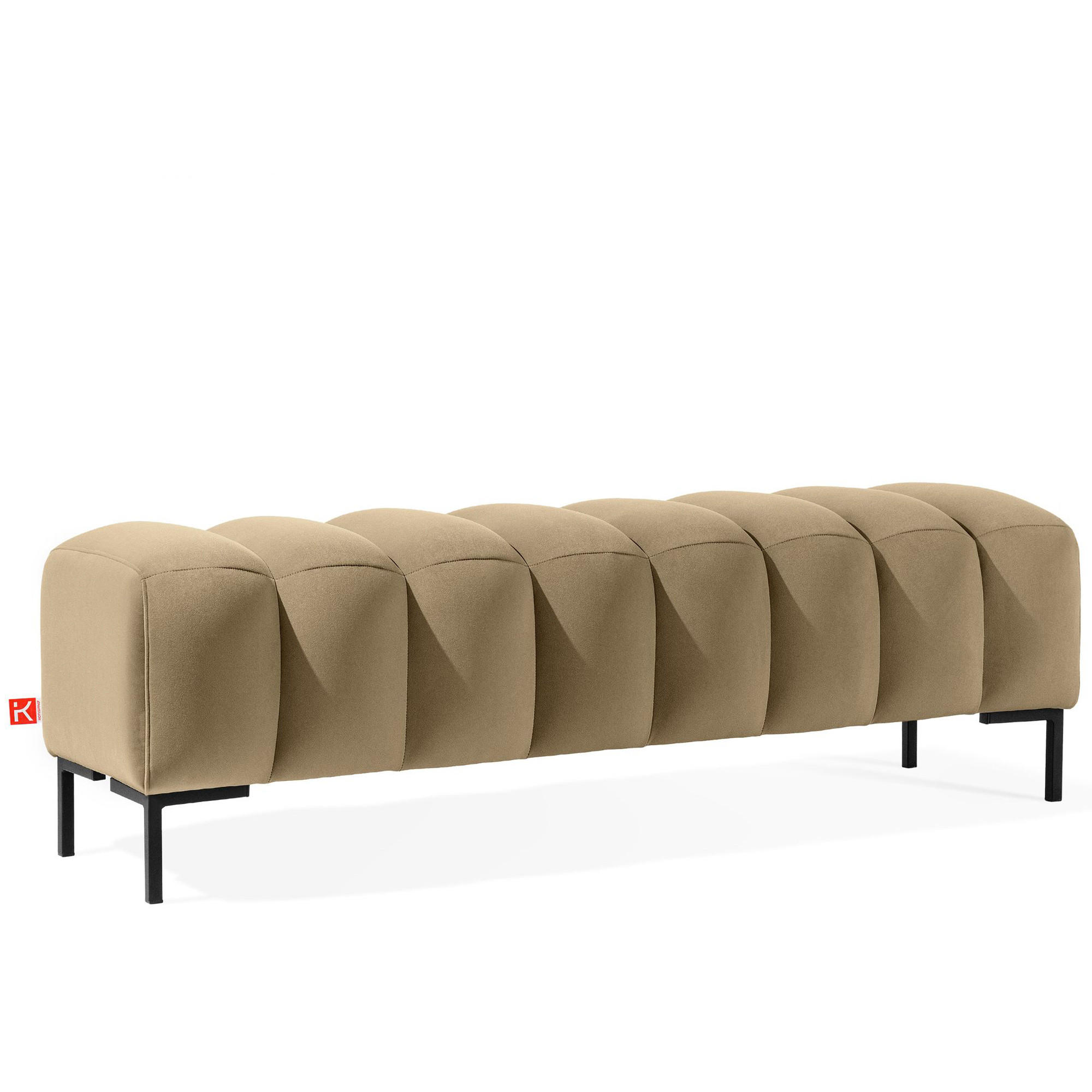 POLSTERBANK Bettbank PECCO, Metallbeinen - Beige/Schwarz, Holz/Textil (160/50/50cm) - KONSIMO®