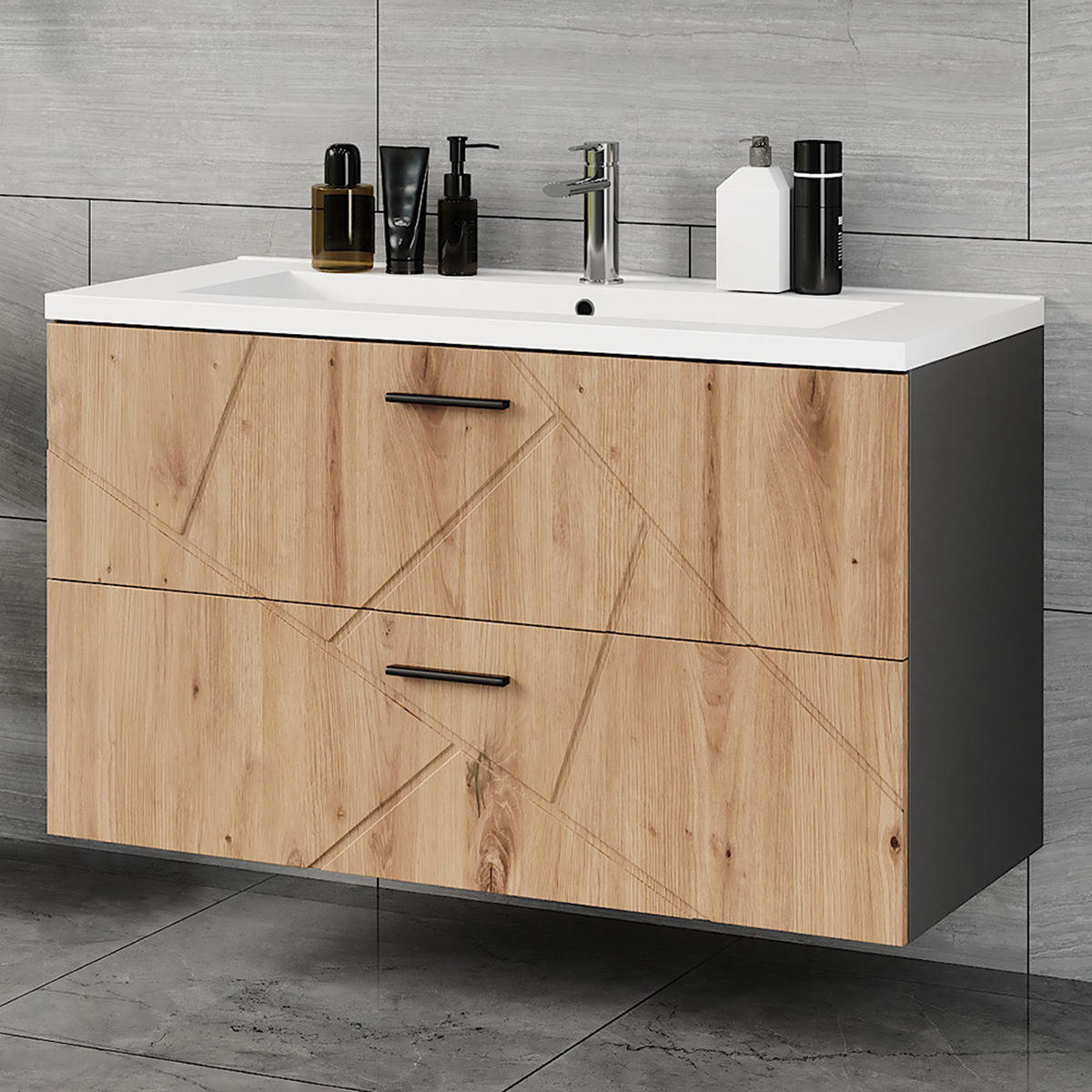 KOUPELNOVÝ NÁBYTEK Irma Antracit/Artisan - antracitová/dub artisan, kompozitní dřevo (100/58.5/46cm) - Vicco