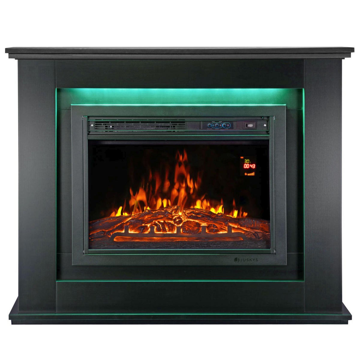 ELEKTROKAMIN 2000W rechteckig schwarz mit Flammeneffekt - Schwarz, Holz (100/82/28cm) - Juskys