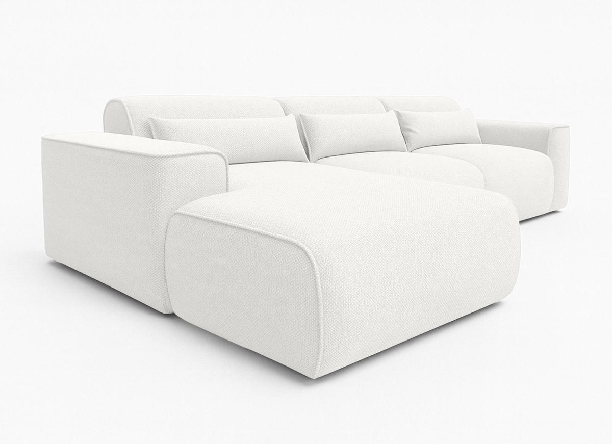 ECKSOFA L Form Ruyam Perlweiß 310/165/78 cm – Schlaffunktion Links - Schwarz/Weiß, Kunststoff/Textil (170/310cm) - AX Living