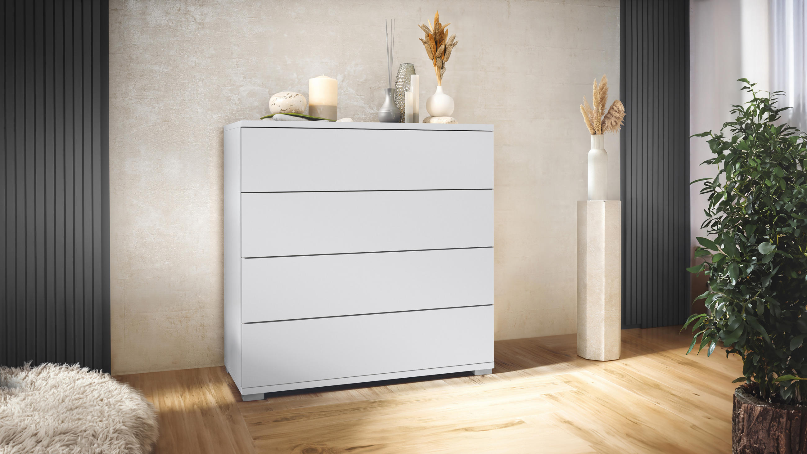 KOMMODE Pavos Weiß matt - Weiß, Holzwerkstoff (76/76/35cm) - Vladon