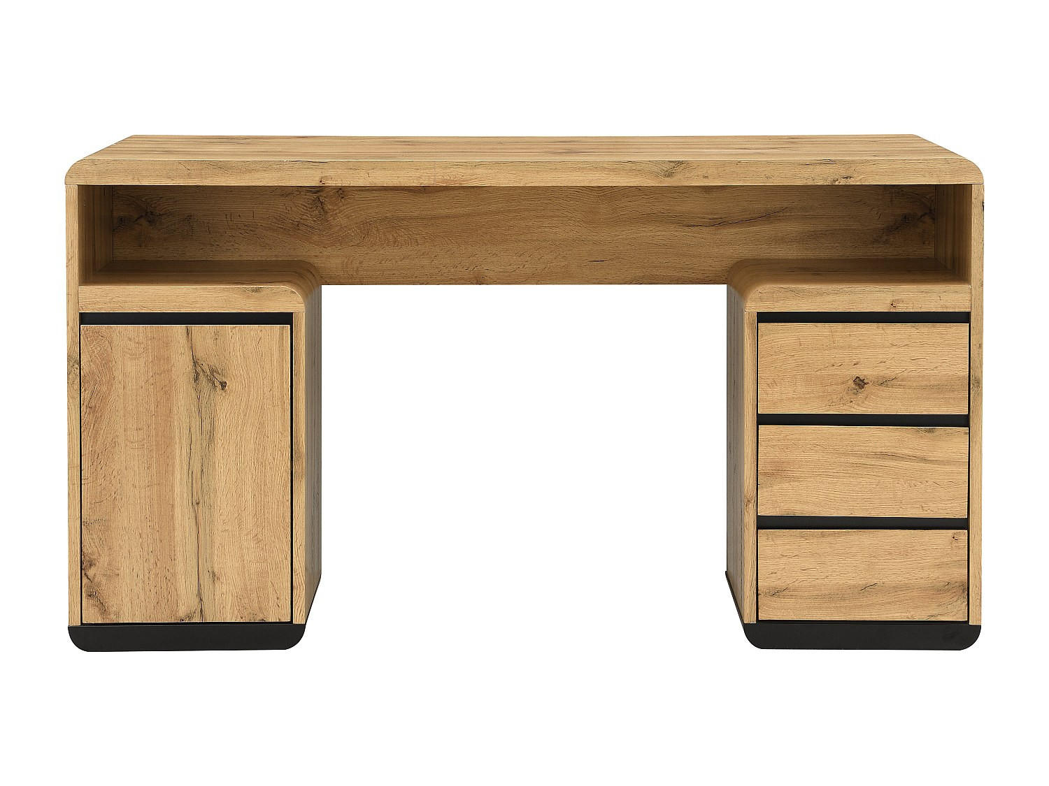 SCHREIBTISCH - 140 cm x 60 cm - holz - schwarz, naturfarben hell Serguei - Schwarz/Naturfarben, Holz (140/60/76cm) - Vente-Unique