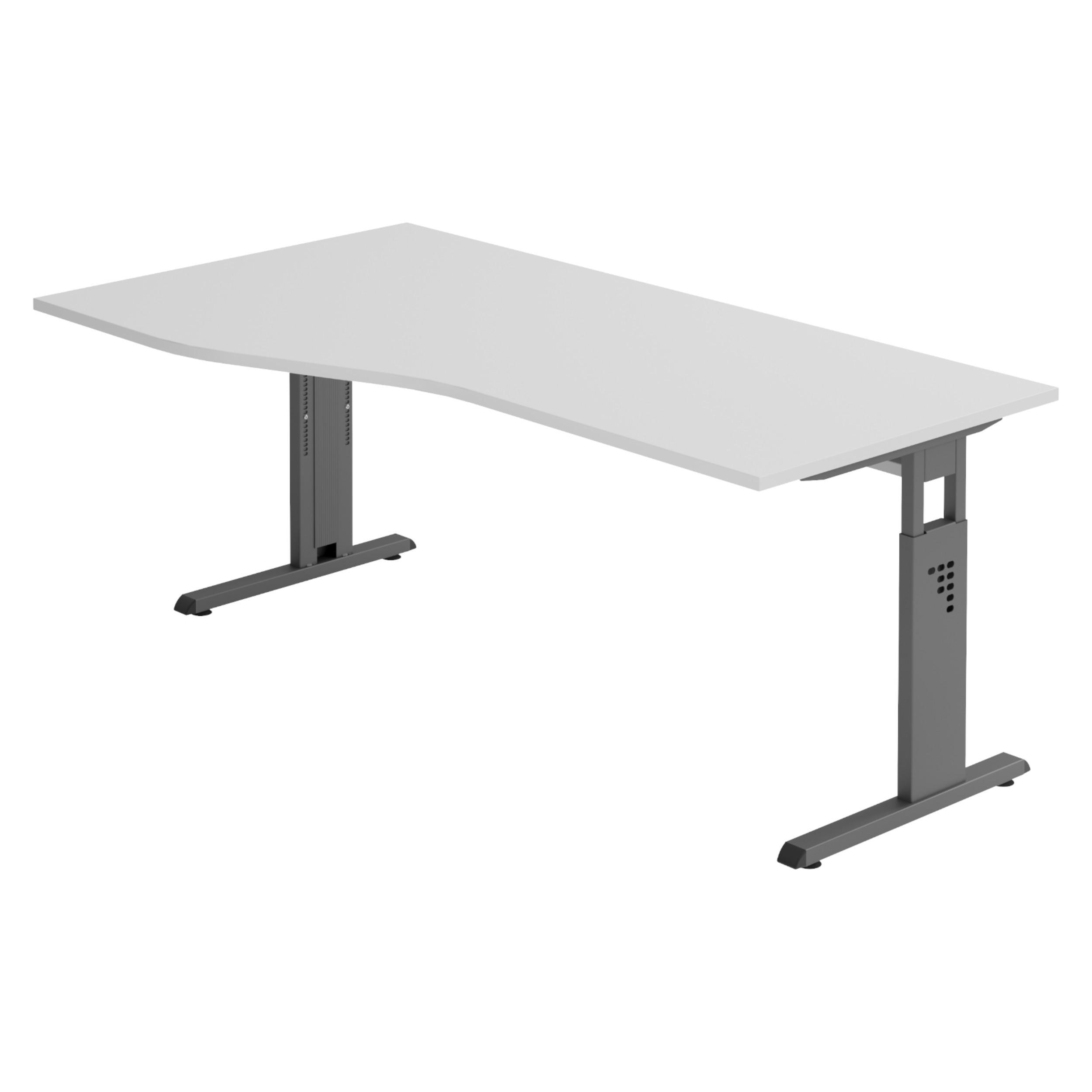 SCHREIBTISCH Serie-O 100/180/74 cm in Grau/Graphitfarben - Graphitfarben/Grau, Holzwerkstoff (100/180/74cm) - bümö