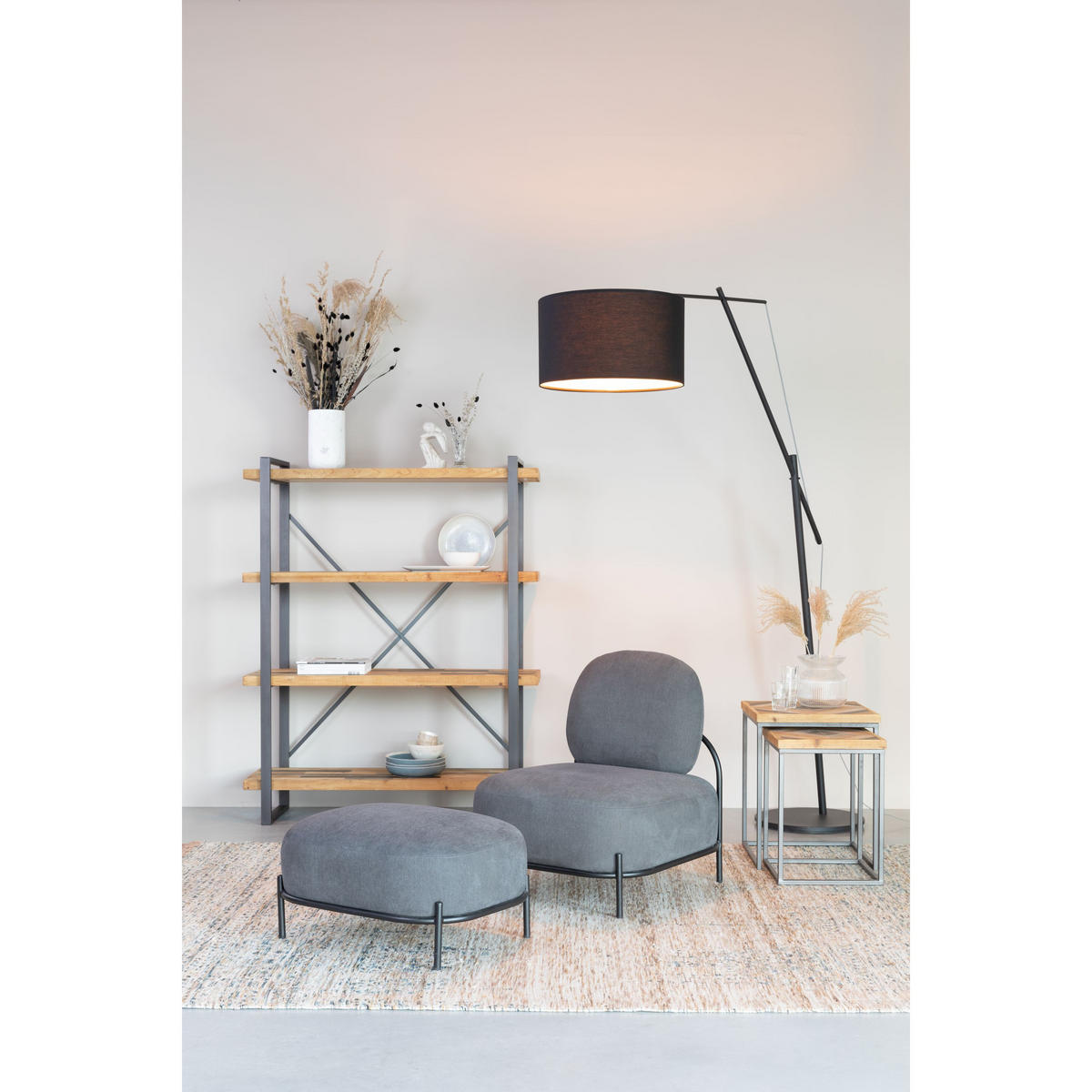 STEHLAMPE Tokio Schwarz - Schwarz, Metall (168/50/210cm) - Housecraft Living