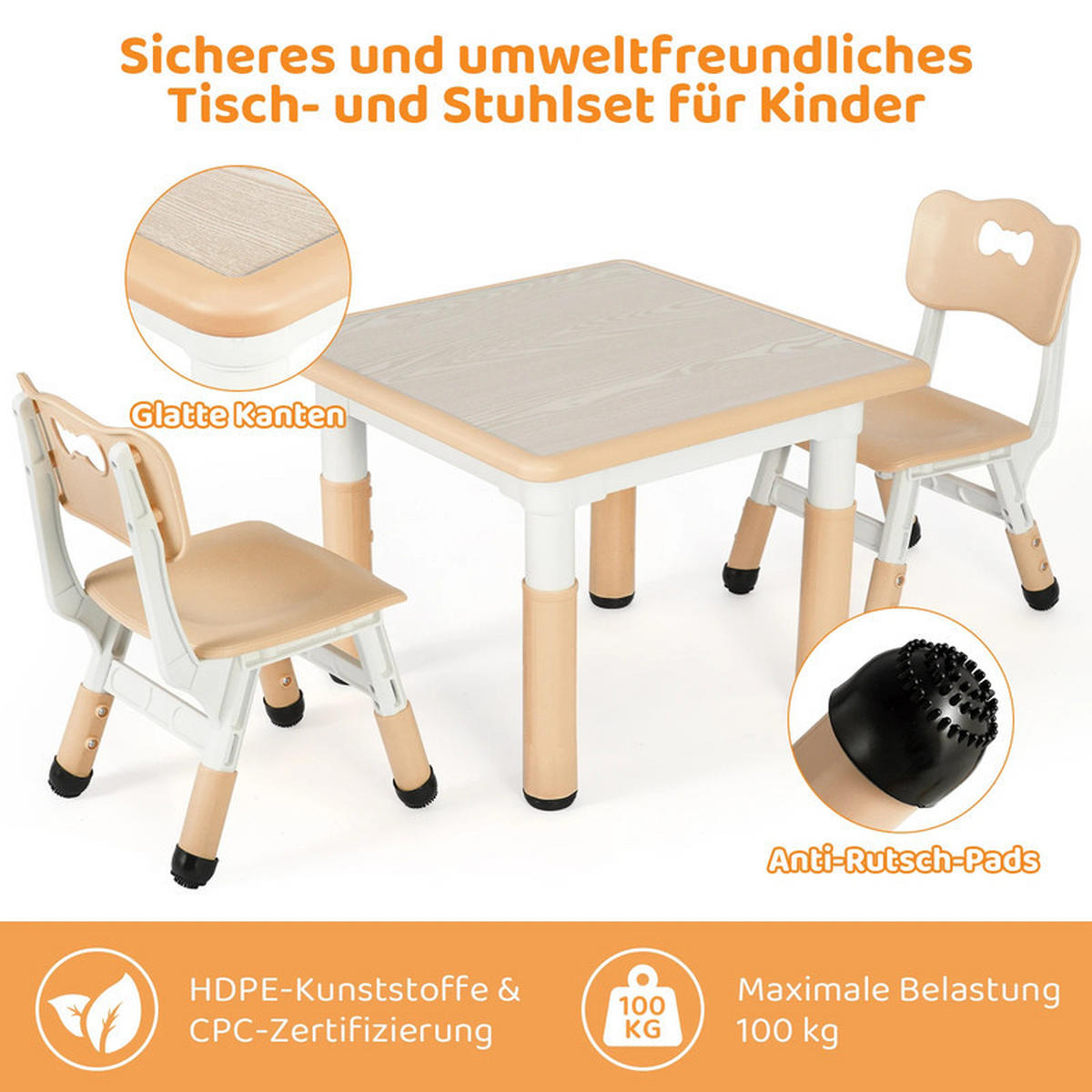 KINDERSITZGRUPPE Beige Höhenverstellbar - Beige, Kunststoff (60/48/60cm) - Bextsrack