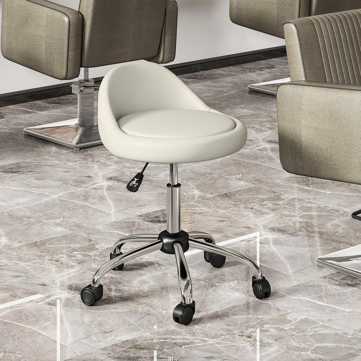 ROLLHOCKER 63-83 cm Drehhocker Ø35 x 63-83H cm Weiß - Weiß, Kunststoff (35/83/35cm) - HOMCOM